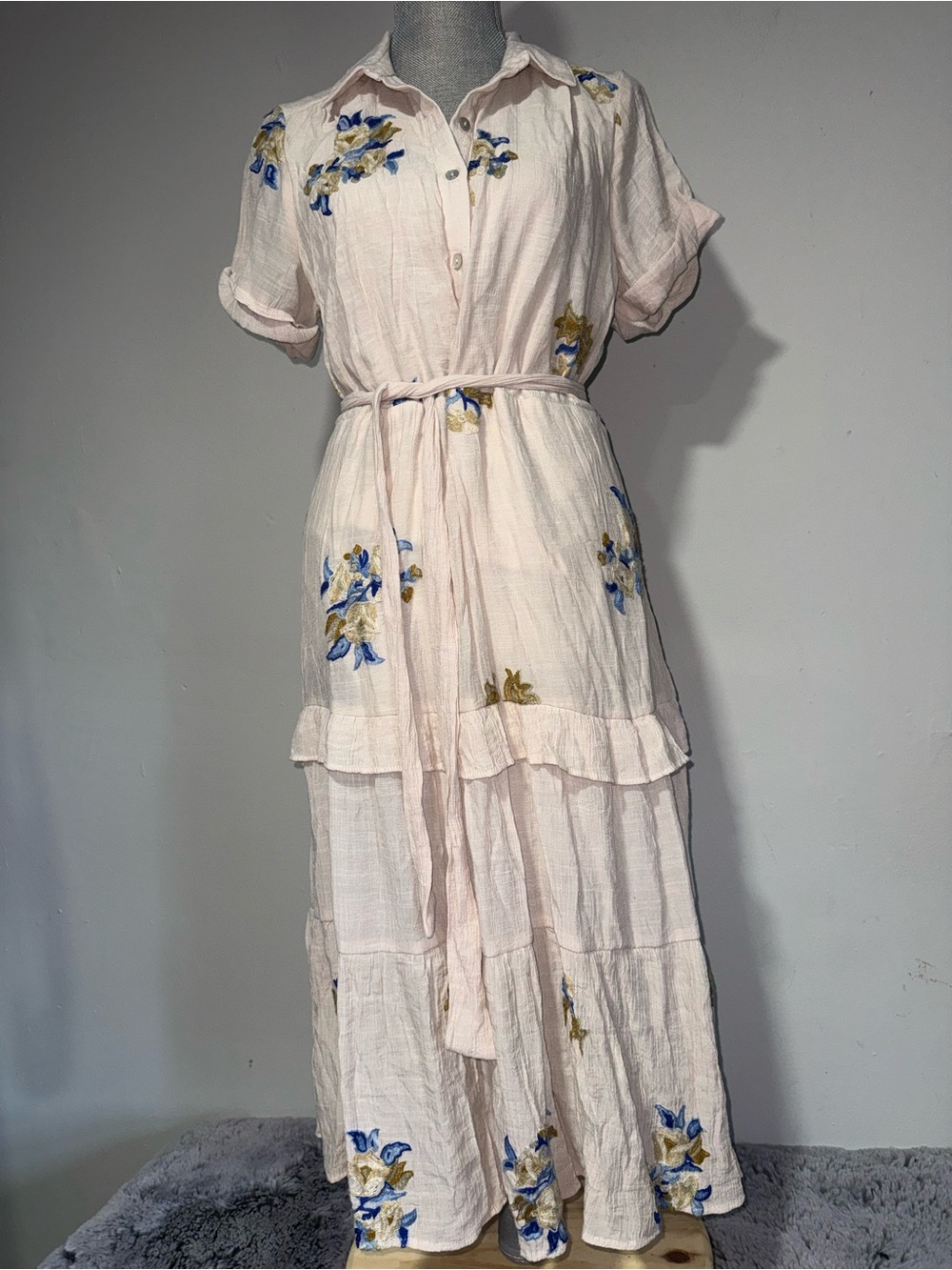 Fig + Flower Floral Tiered Button-Front Maxi Dress